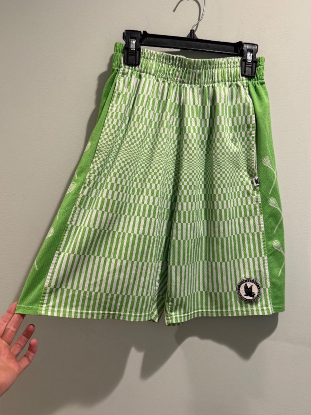 Flow Society Men's Optical Illusion Lacrosse Shorts Size Medium Green